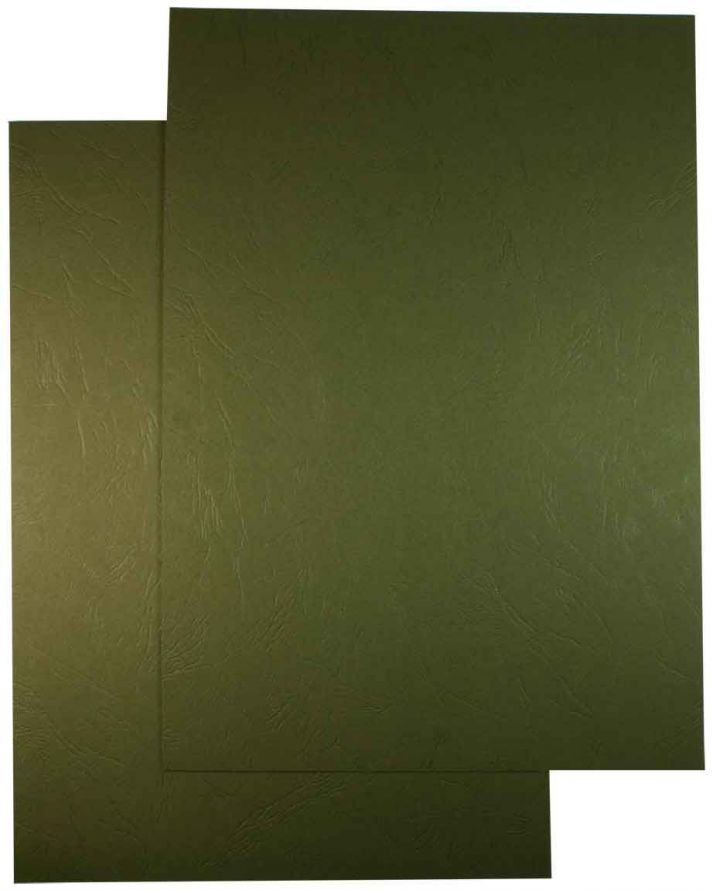 Luxery A4 Cardboard - Leather Dark Olive green - 100 Sheets