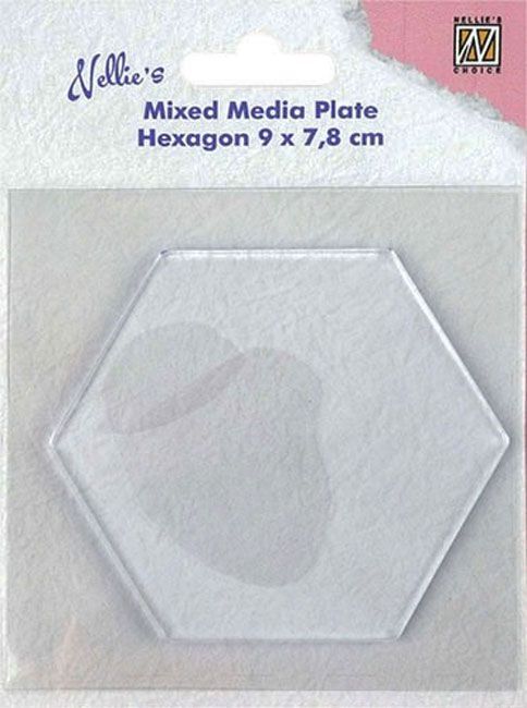 Transparant Mixed Media Plate - Hexagon 90 x 78mm 