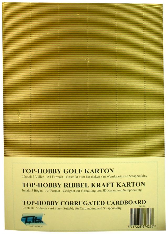 Ribbel Kraft Karton Packung - Gold - 5 Bögen