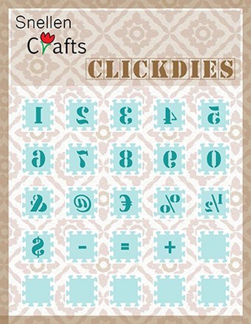 Click Dies - Embossing Die-cut Stencil - Numbers and Punctuation Marks - 15x15mm