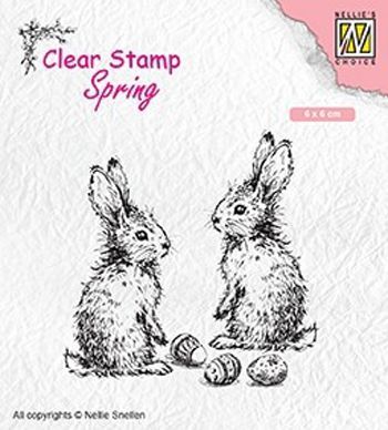 Spring Clear Stamp - Two hares