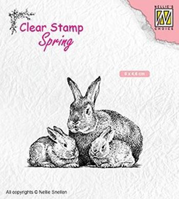 Spring Clear Stamp - Rabbit Family