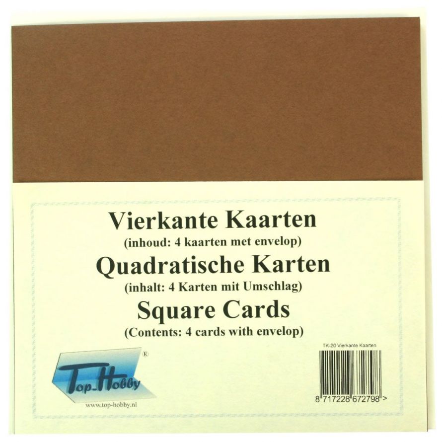 Vierkante Kaart Pakjes - Donker Bruin - 13,5x13,5cm - 240grams