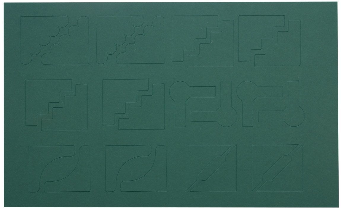 50 Corner Die-cuts - Cardboard Sheets - Dark Green