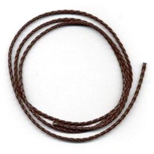 Woven Leather-like Cord - Brown - 3mm x 1M
