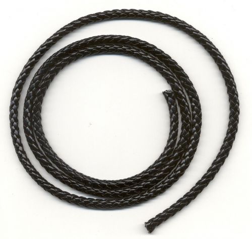 Woven Leather-like Cord - Black - 5mm x 1M