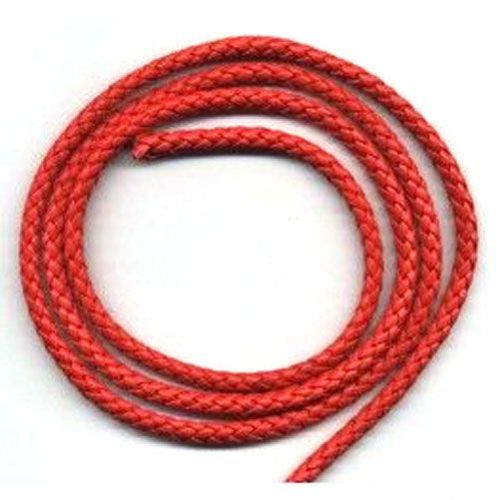 Woven Leather-like Cord - Red - 5mm x 1M