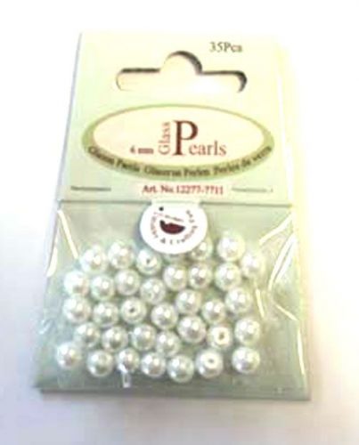 Perles en verre Rond - 6mm - Blanc
