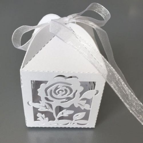 10 Roses Filigree Boxes - Pearl White