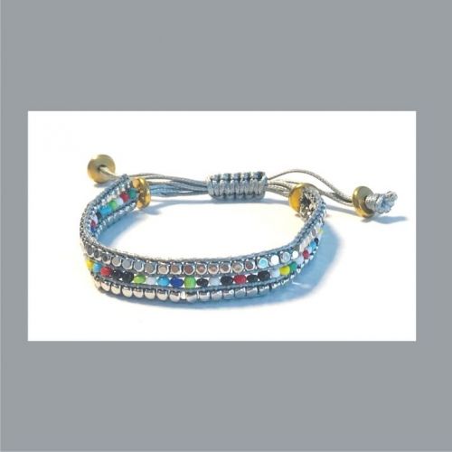 Armband grau mit Perlen und Rocailles  - Handgemacht