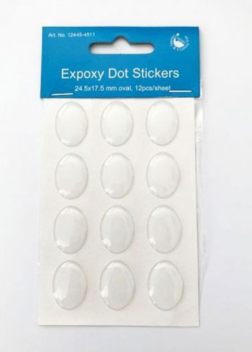 Epoxy DOT Stickers Oval - 25 x 18mm - 12 pcs 