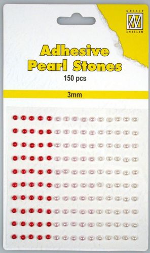 Pierres de Perle adhésives - 3mm - 3 nuances de rouge - 150pcs