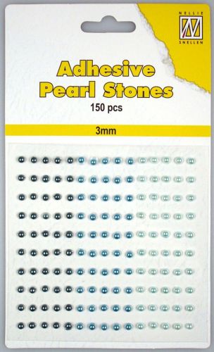 Pierres de Perle adhésives - 3mm - 3 nuances de bleu - 150pcs