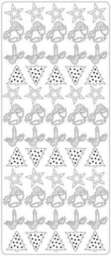 Stars - Candles - Christmas Tree Peel-Off Sticker Sheet - Green