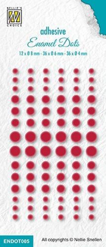 Adhesive Enamel Dots - Red -12x Ø 8mm, 36x Ø 6mm, 36X Ø 4mm