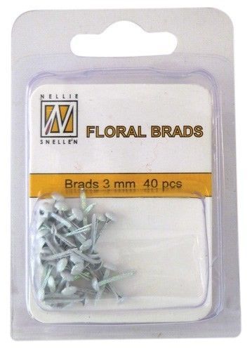 Floral Brads Glitter - Wit - 40 stuks
