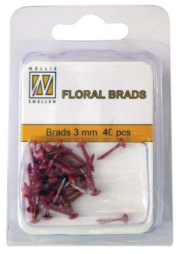 Floral Brads Glitter - Rood - 40 stuks