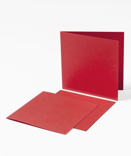 Luxus Quadratische Karten - Leinen - Rot