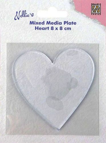 Transparant Mixed Media Plate - Hartje 80 x 80mm 